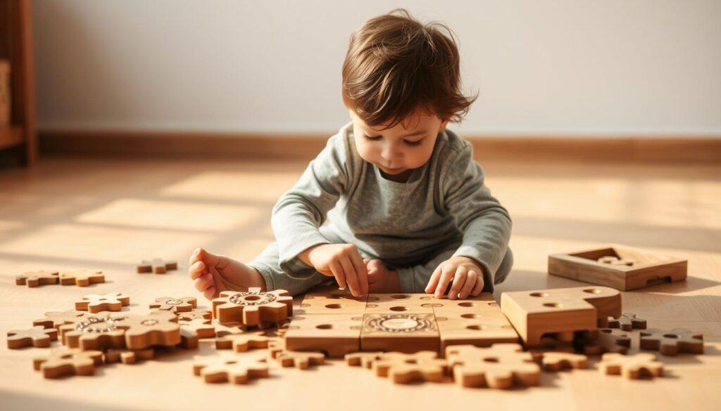 desenvolvimento infantil com quebra-cabeças Montessori