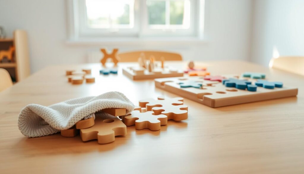limpeza de quebra-cabeça Montessori